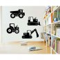Construction Vehicles Trucks Vinyl Wall Sticker Decals 22"- 35"w (4 Designs)