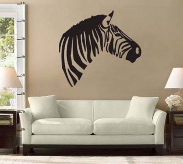 Zebra Head Vinyl Wall Sticker Decal 43 in h x 43 in w