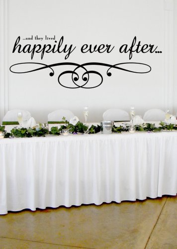 Happily Ever After Wedding Wall Decor Vinyl Sticker Decal 22"h x 60"w