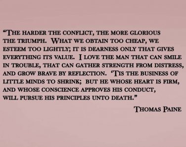 Thomas Paine Classroom Educational Quote Vinyl Wall Sticker Decal 22"h x 48"w
