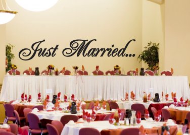 Just Married Wedding Wall Decor Vinyl Sticker Decal 11.5"h x 60"w