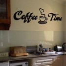 Coffee Time Wall Quote Vinyl Sticker Decal 10"h x 36"w