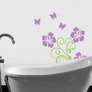 Hibiscus Butterflies Floral Design Scroll Vinyl Wall Sticker Decals 36"h x 22"w Hibiscus Butterflies Floral Design Scroll Vinyl Wall Sticker Decals 36"h x 22"w