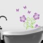 Hibiscus Butterflies Floral Design Scroll Vinyl Wall Sticker Decals 36"h x 22"w