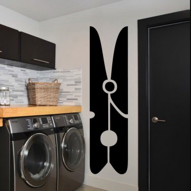 Clothespin Laundry Room Vinyl Wall Sticker Decal 11"w x 40"h