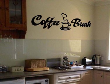 Coffee Break Wall Quote Vinyl Sticker Decal 10"h x 36"w