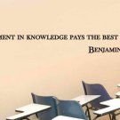 Benjamin Franklin Classroom School Quote Vinyl Wall Sticker Decal 4"h x 40"w