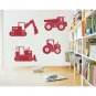 Construction Vehicles Trucks Vinyl Wall Sticker Decals 10"- 15"w (4 Designs)