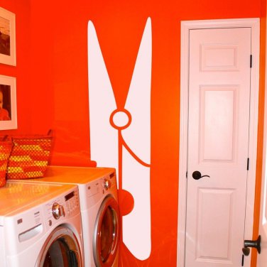 Clothespin Laundry Room Vinyl Wall Sticker Decal 6"w x 22"h
