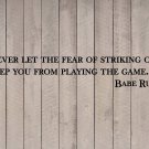 Babe Ruth Yankees Striking Out Baseball Wall Vinyl Sticker Decal 4"h x 22"w