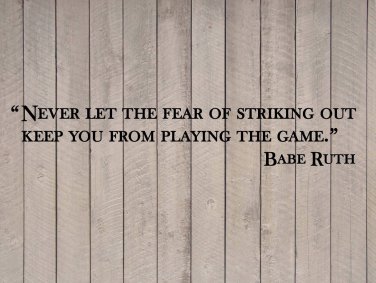 Babe Ruth Yankees Striking Out Baseball Wall Vinyl Sticker Decal 4"h x 22"w