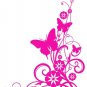 Butterfly Flourish Floral Scroll Design Vinyl Wall Sticker Decal 22 in h x 15 in