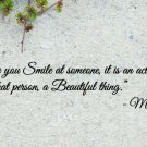 Mother Teresa Everytime You Smile Wall Quote Vinyl Sticker Decal 4.5"h x 22"w
