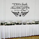 Two Hearts that Beat as One Wedding Wall Decor Vinyl Sticker Decal 22"h x 30"w Two Hearts that Beat as One Wedding Wall Decor Vinyl Sticker Decal 22"h x 30"w