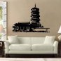 Asian Pagoda Buddhist Vinyl Wall Sticker Decal 13"h x 22"w