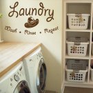 Wash Rinse Repeat Laundry Room Vinyl Wall Quote Sticker Decal 22"w x 13"h
