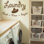 Wash Rinse Repeat Laundry Room Vinyl Wall Quote Sticker Decal 22"w x 13"h