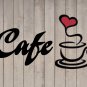 Cafe Coffee Heart Wall Quote Sticker Vinyl Decal 6"h x 11"w