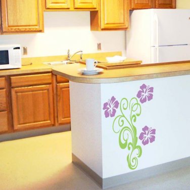 Hibiscus 2 ft Scroll Room Design Vinyl Wall Sticker