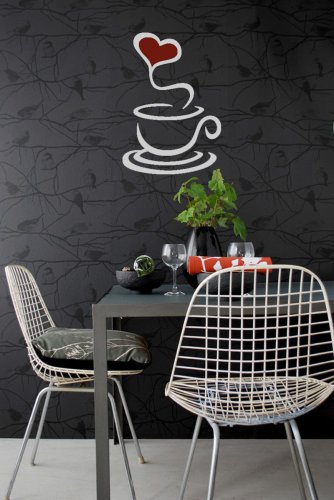 Coffee Cup Heart Wall Quote Vinyl Sticker Decal 8"h x 11"w