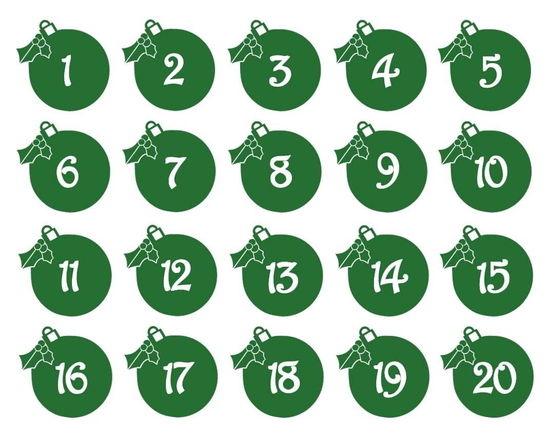 Christmas Ball Holiday Party Table Numbers 1-20 Vinyl Sticker Decals 4