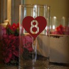 Wedding Table Numbers 1-25 Vinyl Sticker Decals (4"h Hearts)