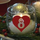 Wedding Table Numbers 1-15 Vinyl Sticker Decals (4"h Hearts)