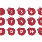 Christmas Ball Holiday Party Table Numbers 1-15 Vinyl Sticker Decals 4"h ea