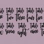 Wedding Table Numbers one to ten Centerpiece Vinyl Sticker Decals 5"w (b)