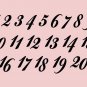 Wedding Table Numbers 1-20 Custom Vinyl Sticker Decals (3"h Numbers) (b)