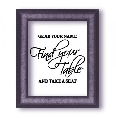 Find your Table Script Wedding Escort Sign Vinyl Sticker Decal 7"h x 8"w