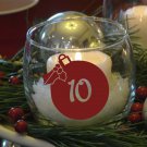 Christmas Ball Holiday Party Table Numbers 1-10 Vinyl Sticker Decals 4"h ea