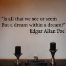 Edgar Allan Poe Dream within a Dream Quote Vinyl Wall Sticker Decal 10"h x 36"w Edgar Allan Poe Dream within a Dream Quote Vinyl Wall Sticker Decal 10"h x 36"w