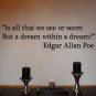 Edgar Allan Poe Dream within a Dream Quote Vinyl Wall Sticker Decal 10"h x 36"w
