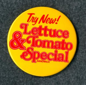 McDonald's RARE Pinback McDLT Lettuce Tomato Special