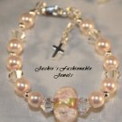 Sweet Pink Rose Communion Bracelet