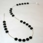Sterling Silver & Black Flat Round Glass Bead Necklace