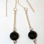 Sterling Silver & Black Flat Round Glass Bead Necklace
