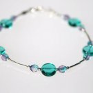 Sterling Silver & Teal Glass Beaded Bracelet