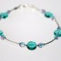 Sterling Silver & Teal Glass Beaded Bracelet