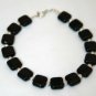 Sterling Silver & Black Glass Beaded Bracelet
