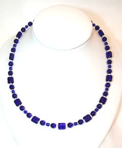 Sterling Silver Cobalt Blue Glass Handmade Necklace