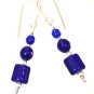 Sterling Silver Cobalt Blue Glass Handmade Earrings