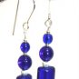 Sterling Silver Cobalt Blue Glass Handmade Earrings