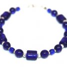 Sterling Silver Cobalt Blue Glass Handmade Bracelet