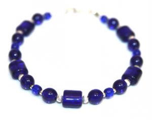 Sterling Silver Cobalt Blue Glass Handmade Bracelet