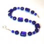 Sterling Silver Cobalt Blue Glass Handmade Bracelet