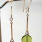 Sterling Silver & Olivine Green Glass Bead Earrings