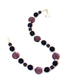 Sterling Silver & Purple Glass Bead  Bracelet