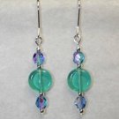 Sterling Silver & Teal Glass Beaded Earrings